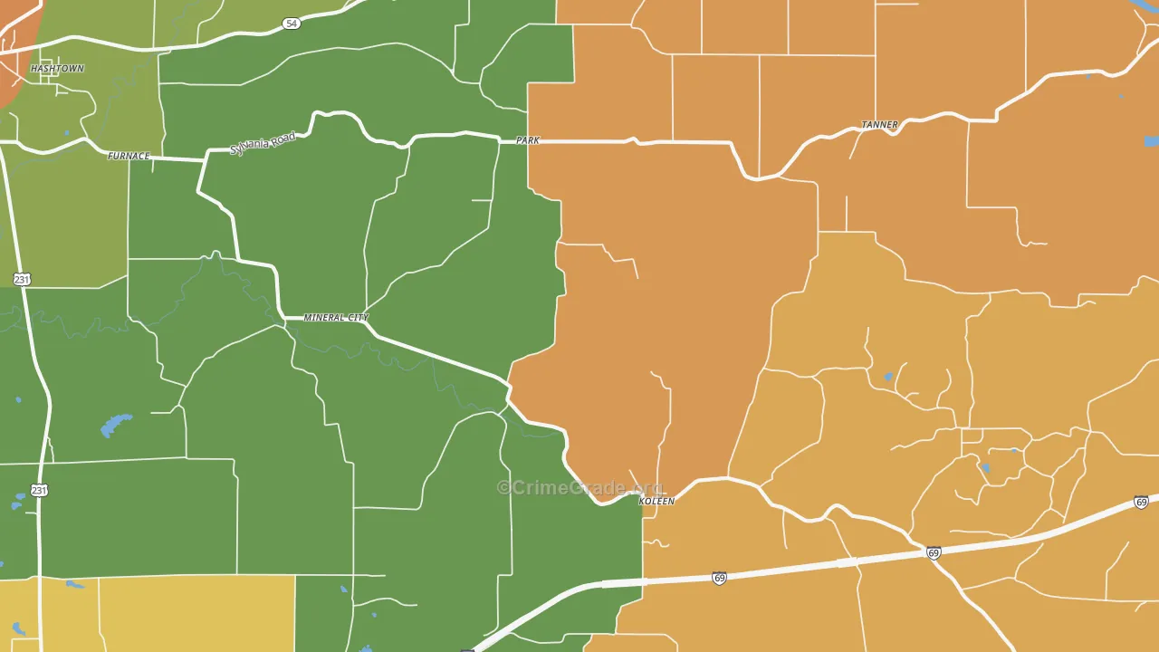 Park, IN Map of Assault Rates