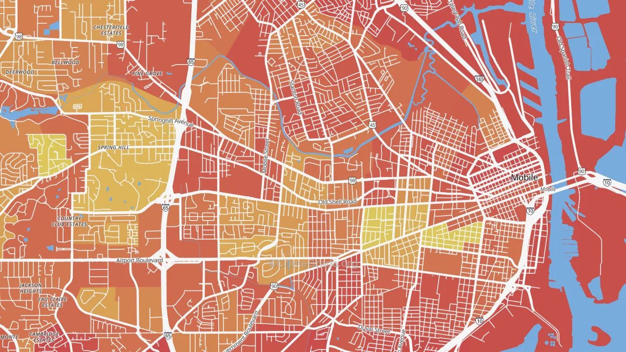 Park Place, Mobile, AL Map of Assault Rates