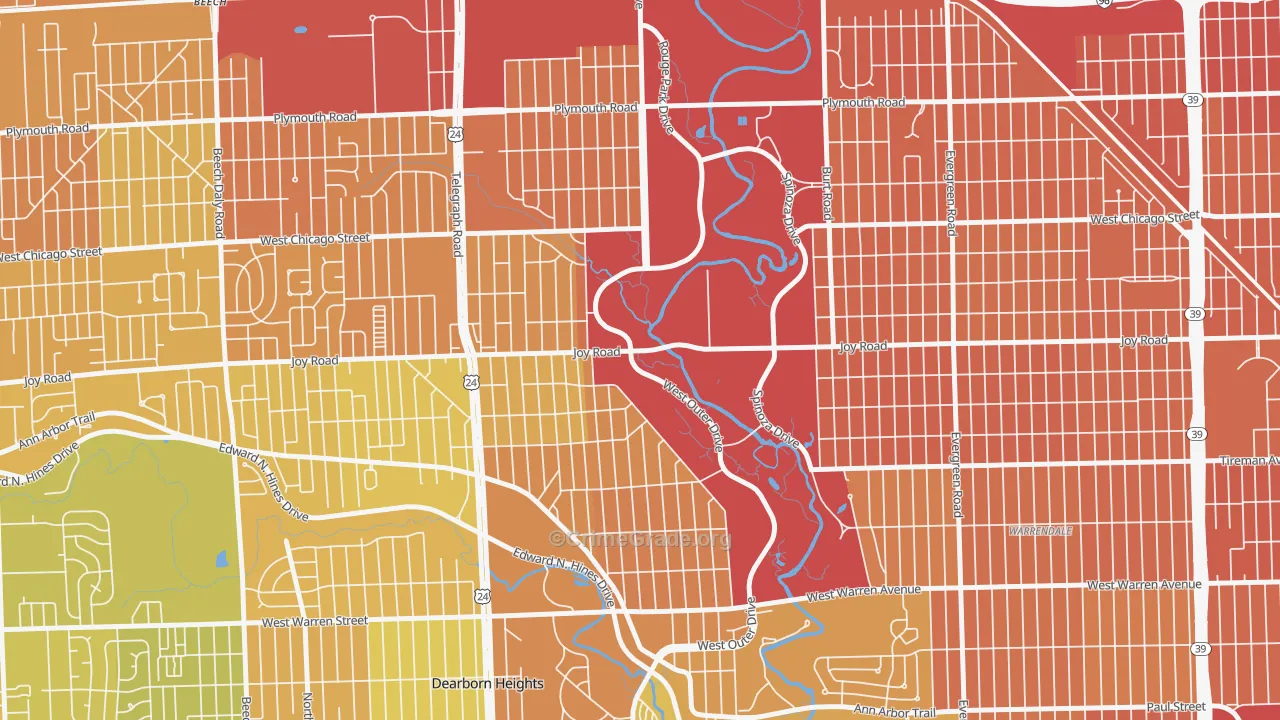 Park, Redford, MI Map of Assault Rates