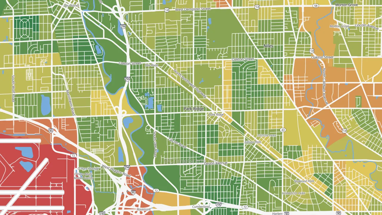 Park Ridge, IL Map of Assault Rates