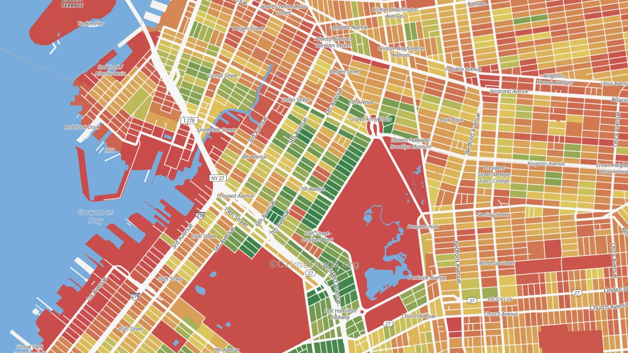 Park Slope, Brooklyn, NY Map of Assault Rates