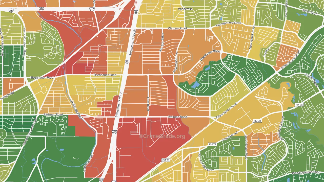 Park Village, San Antonio, TX Map of Assault Rates