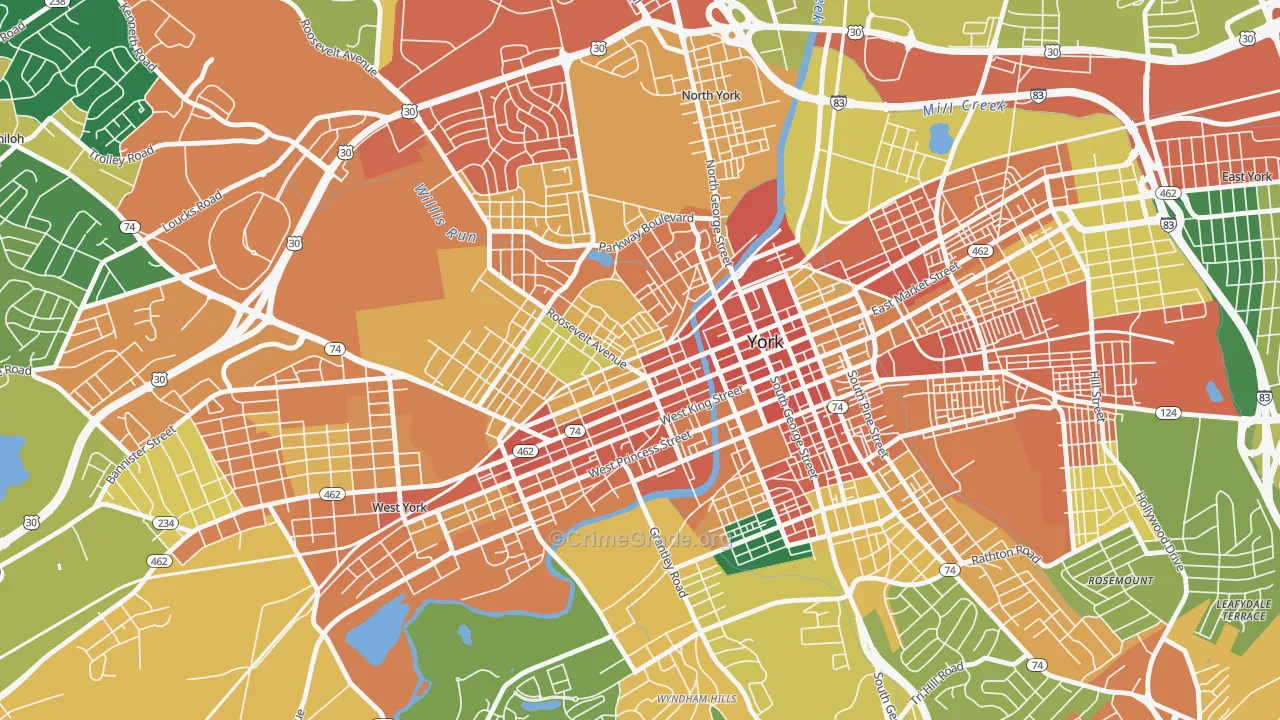 Park Village, York, PA Map of Assault Rates