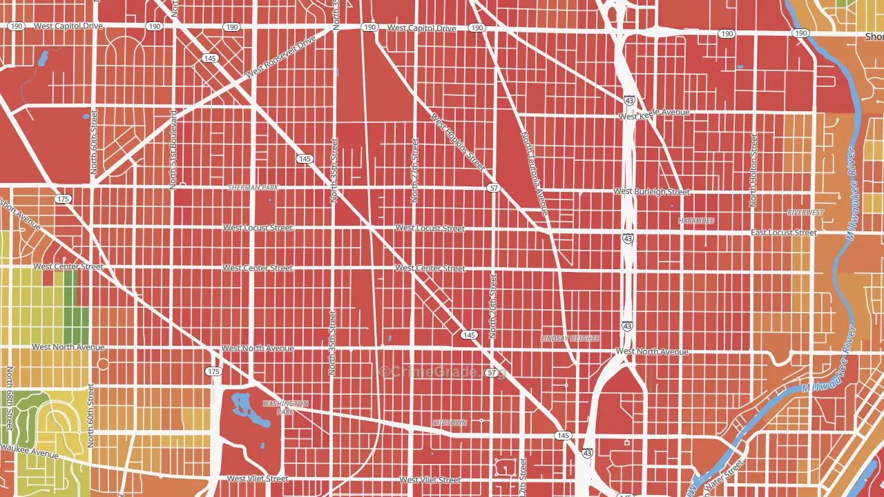 Park West, Milwaukee, WI Map of Assault Rates