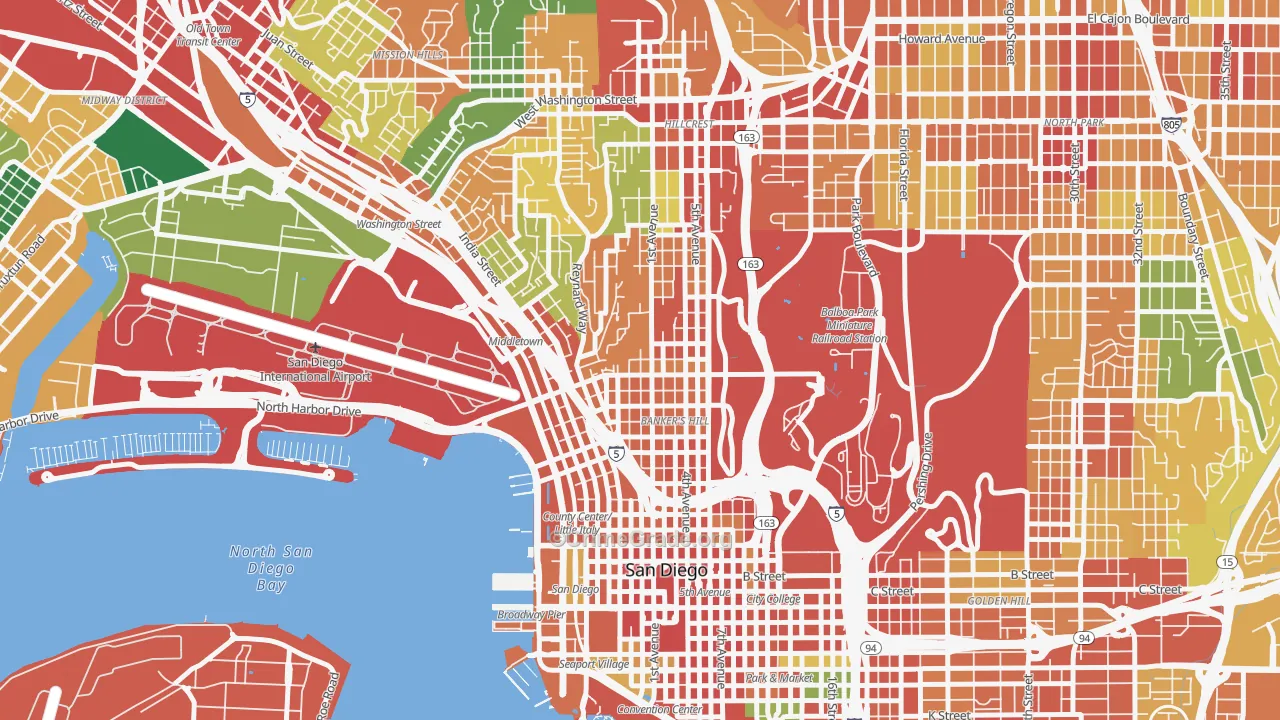 Park West, San Diego, CA Map of Assault Rates