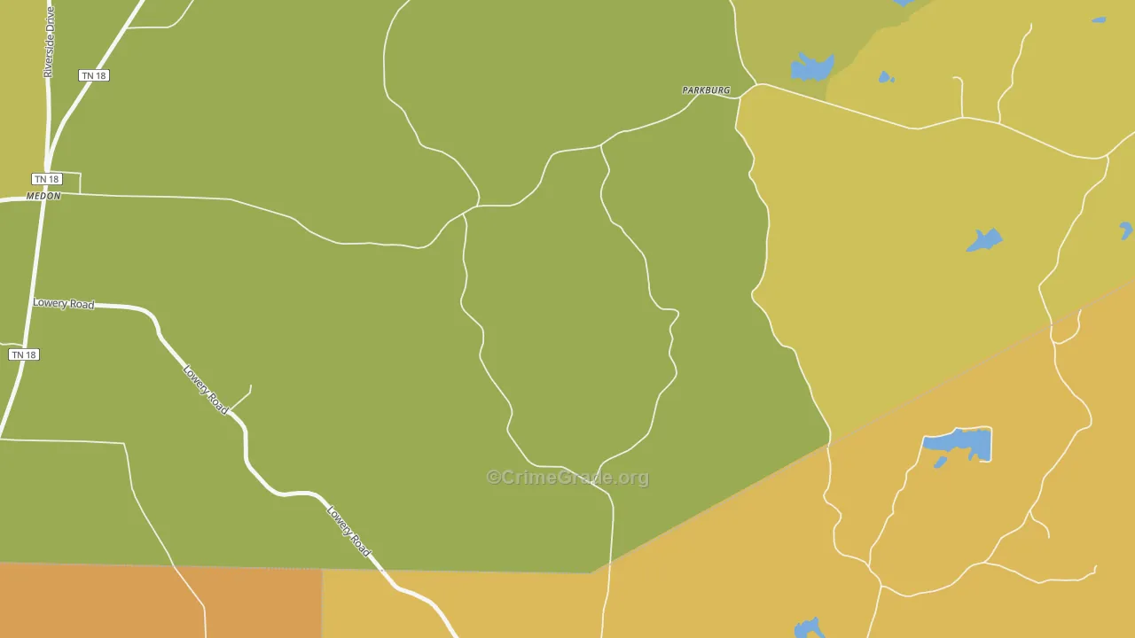 Parkburg, TN Map of Assault Rates