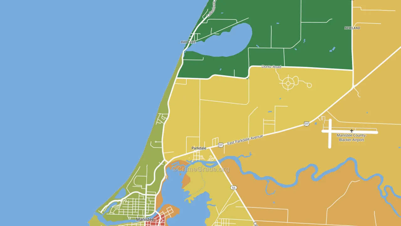 Parkdale, MI Map of Assault Rates