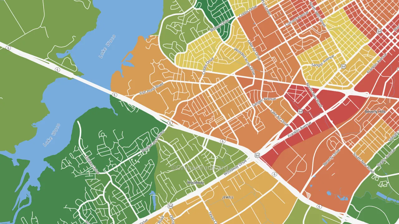 Parkdale Viking Hills, Waco, TX Map of Assault Rates