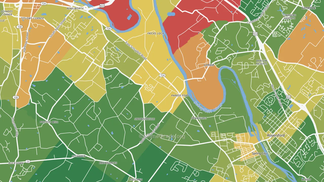 Parker Ford, PA Map of Assault Rates