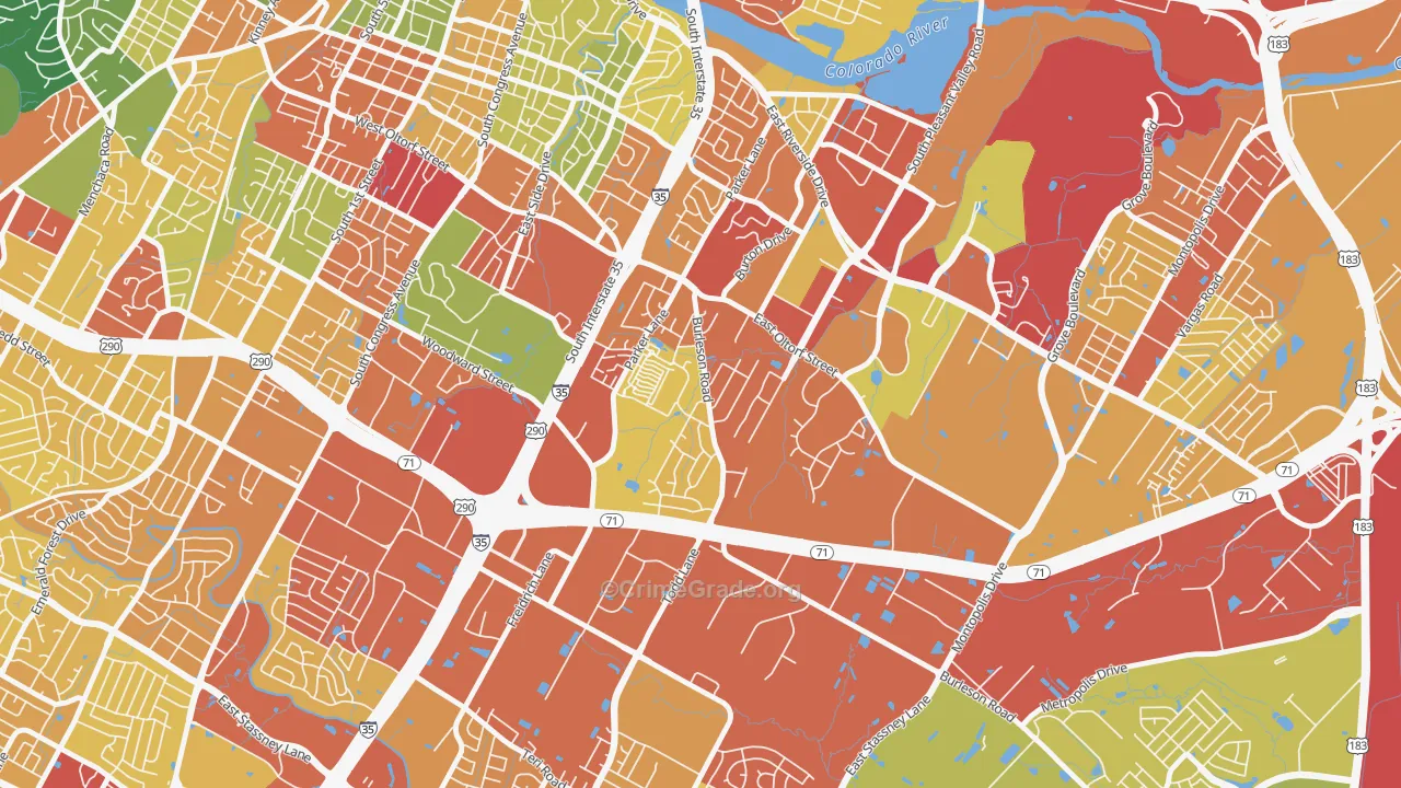 Parker Lane, Austin, TX Map of Assault Rates