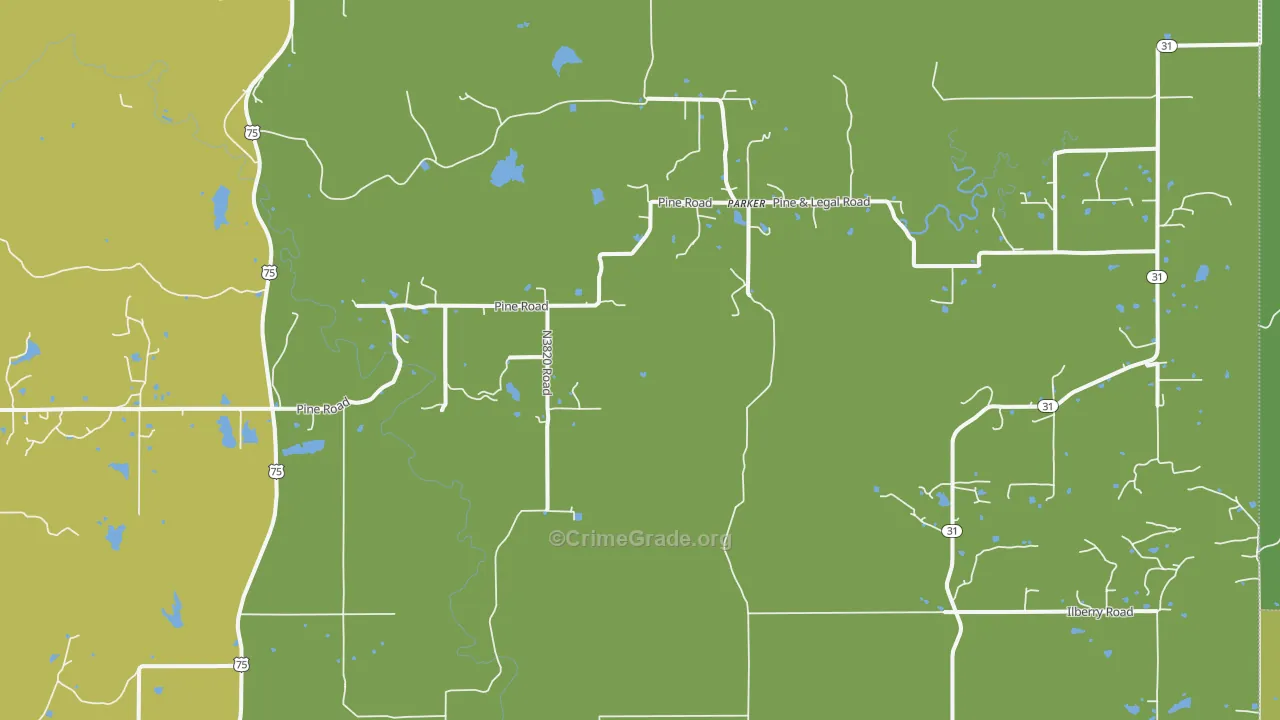 Parker, OK Map of Assault Rates
