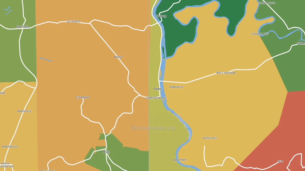 Parker, PA Map of Assault Rates