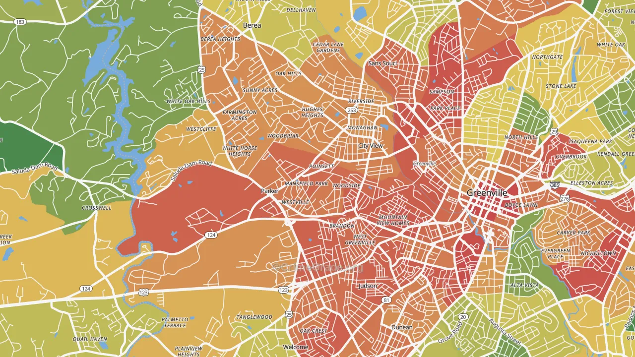 Parker, SC Map of Assault Rates