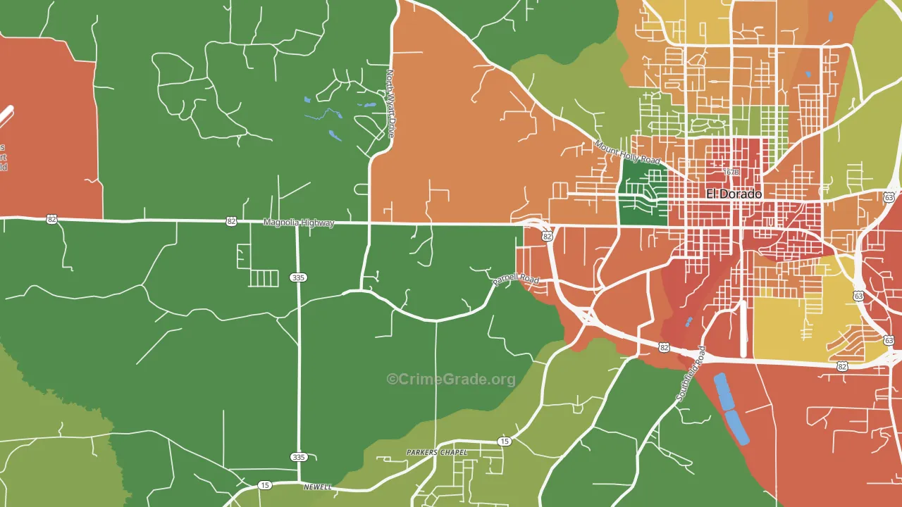 Parkers Chapel, AR Map of Assault Rates