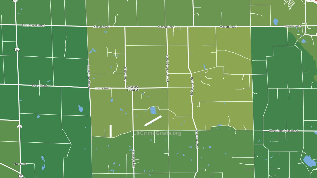 Parkers Corners, MI Map of Assault Rates