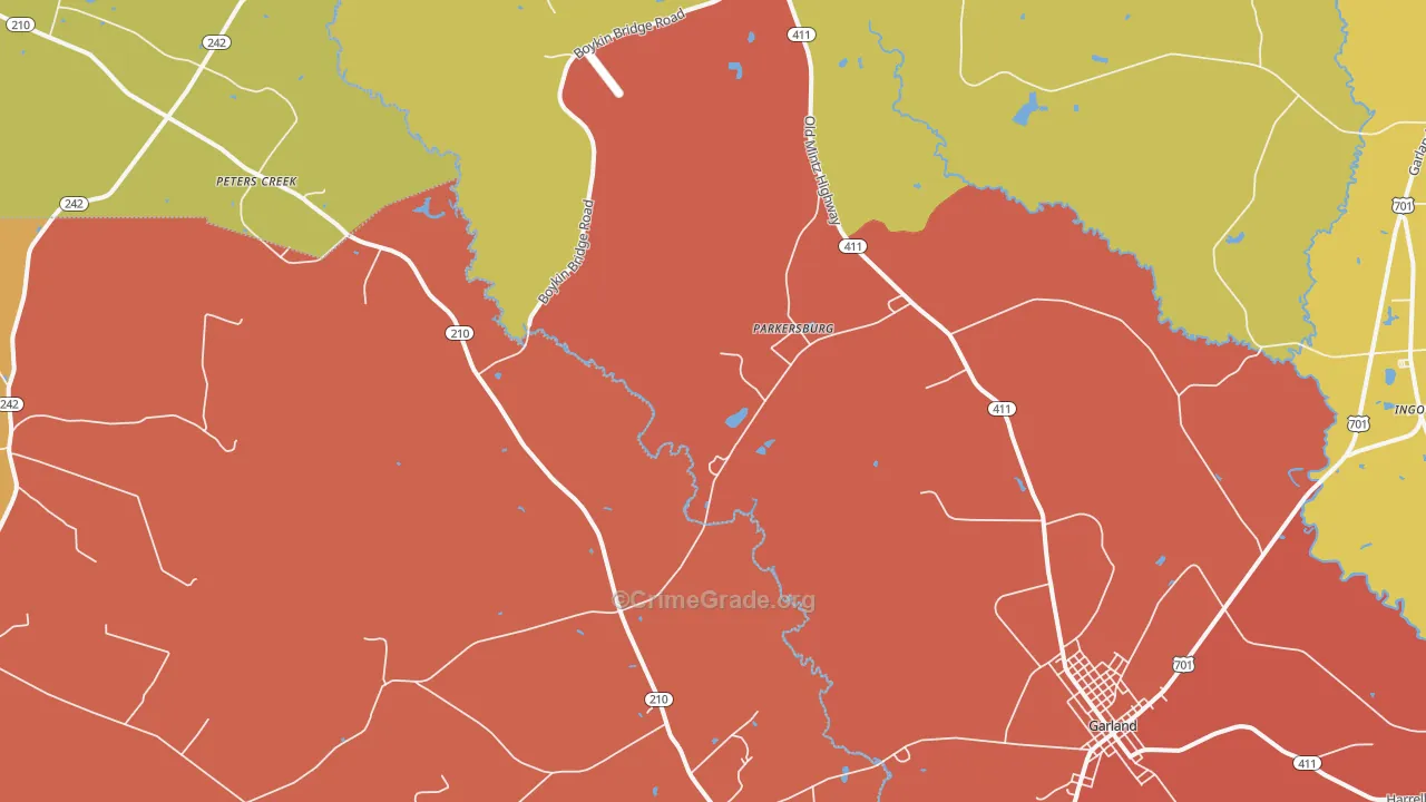 Parkersburg, NC Map of Assault Rates