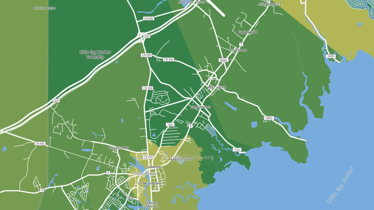 Parkertown, NJ Map of Assault Rates