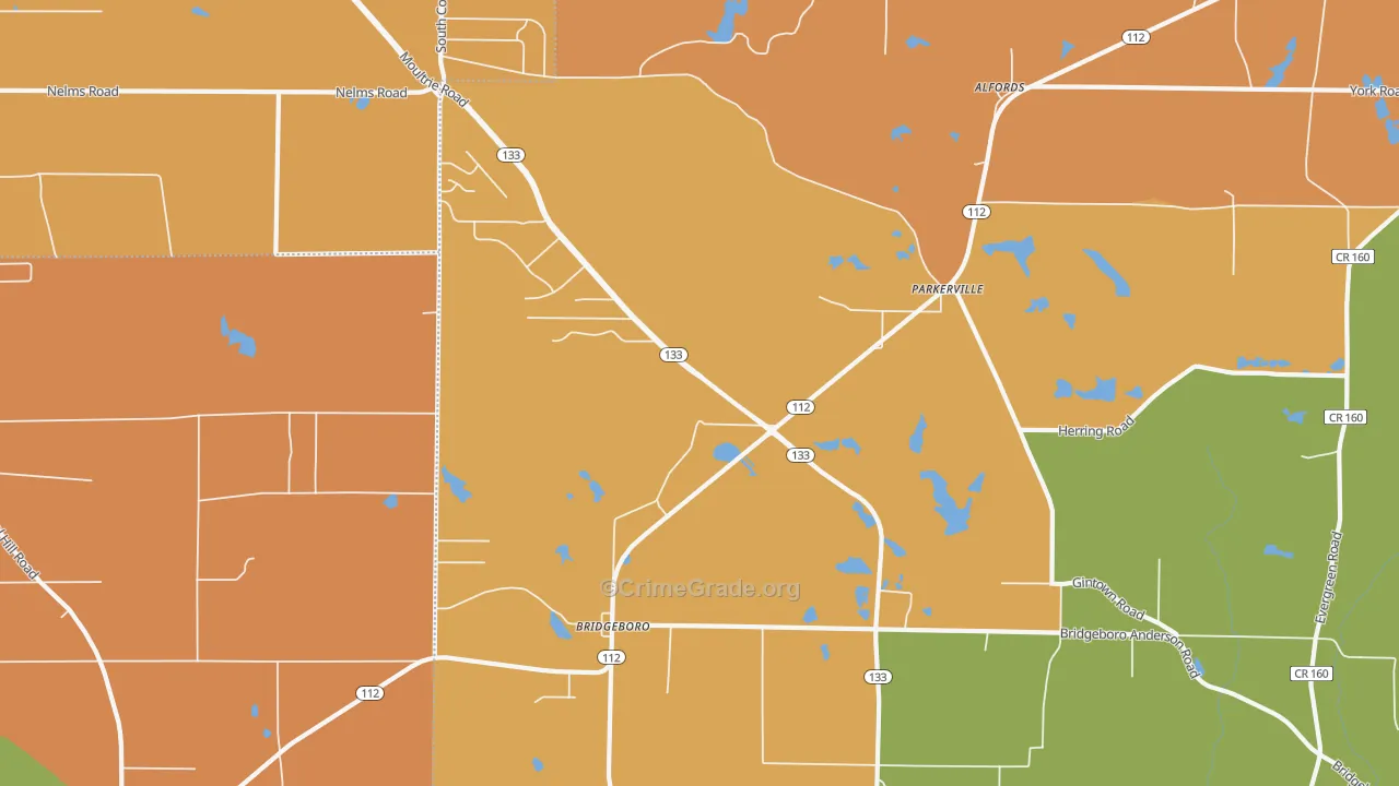 Parkerville, GA Map of Assault Rates