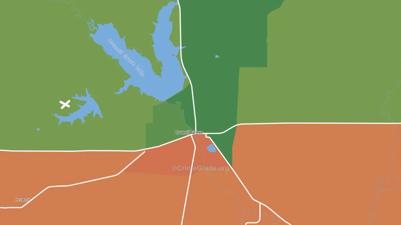 Parkerville, KS Map of Assault Rates
