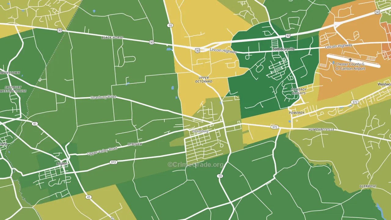 Parkesburg, PA Map of Assault Rates