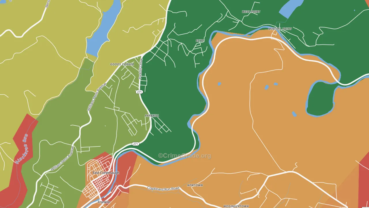 Parkhill, PA Map of Assault Rates