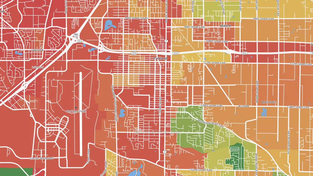 Parkland, WA Map of Assault Rates