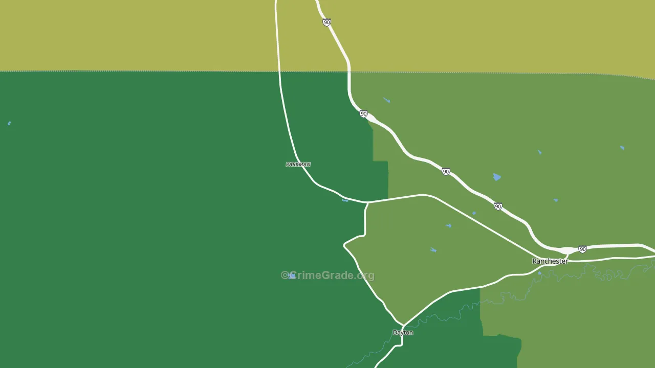Parkman, WY Map of Assault Rates