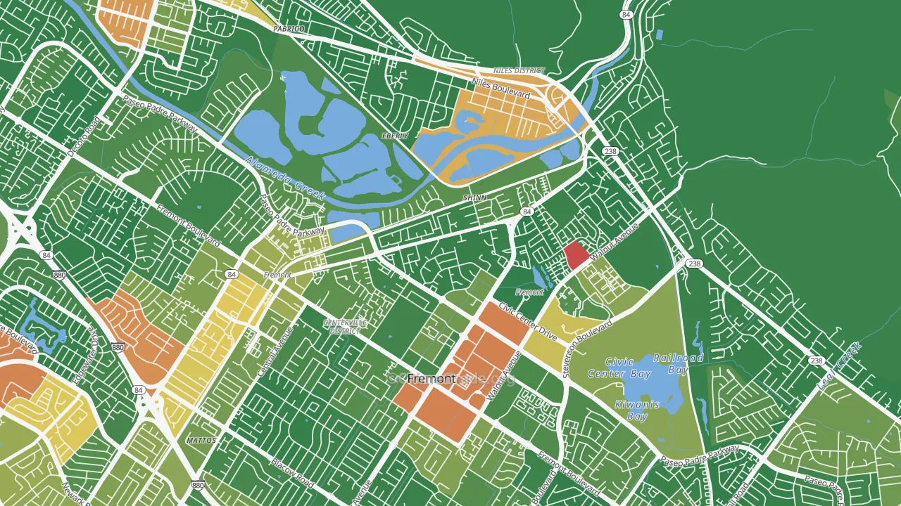 Parkmont, Fremont, CA Map of Assault Rates