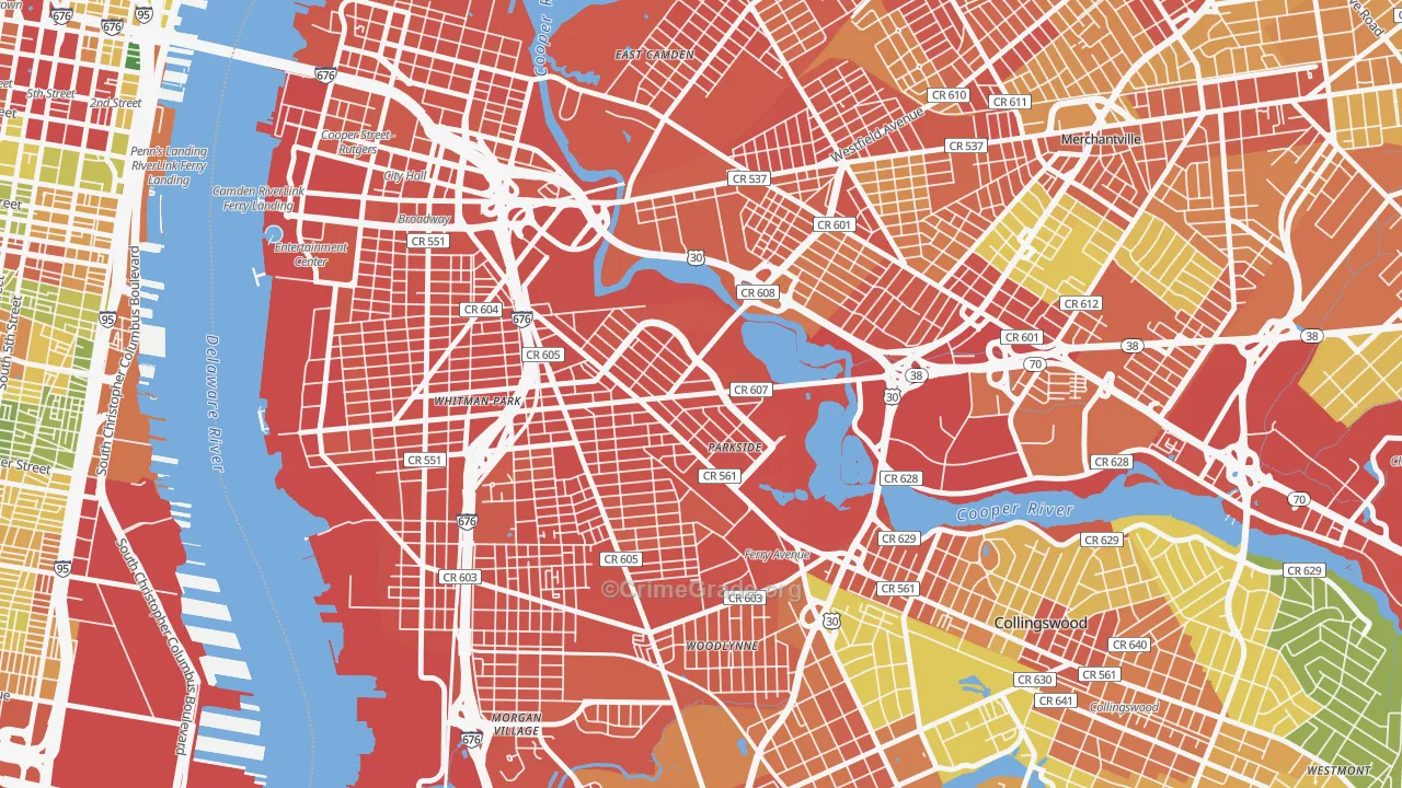 Parkside, Camden, NJ Map of Assault Rates