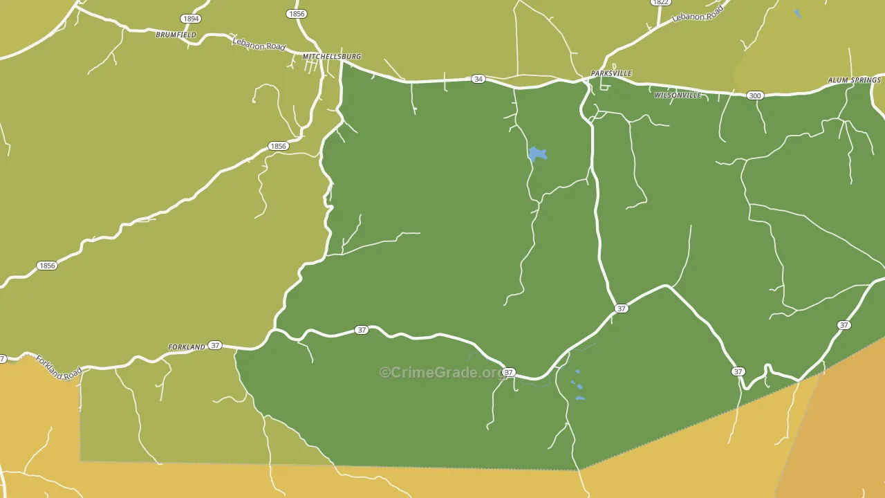 Parksville, KY Map of Assault Rates