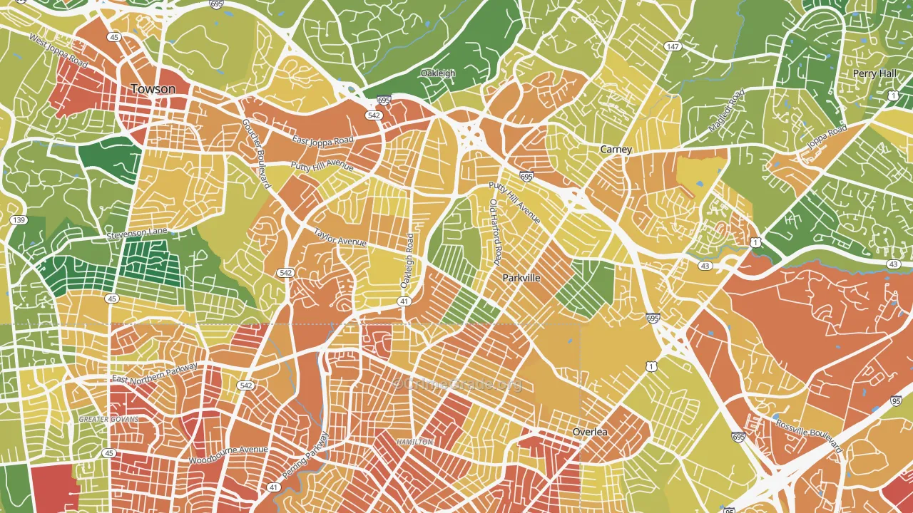 Parkville, MD Map of Assault Rates