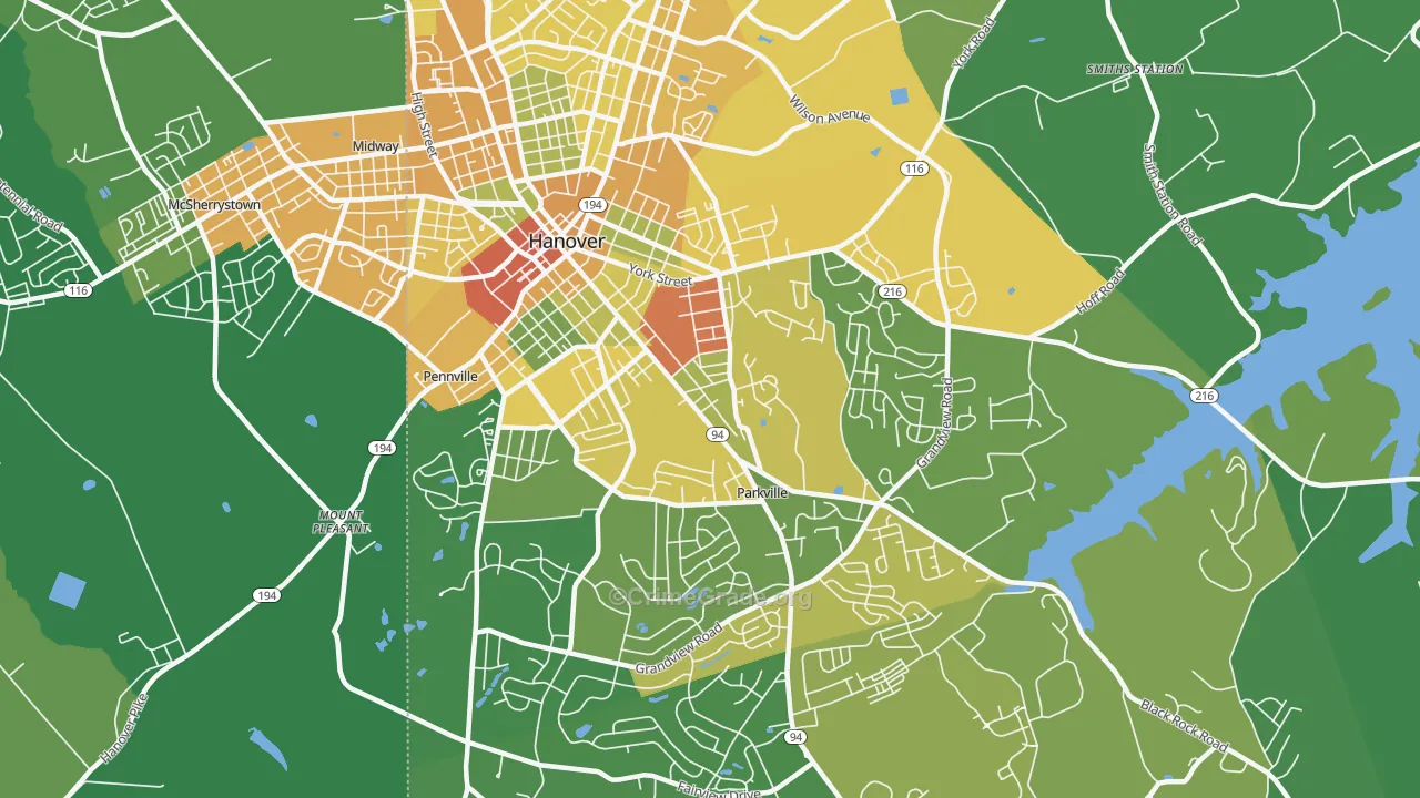 Parkville, PA Map of Assault Rates