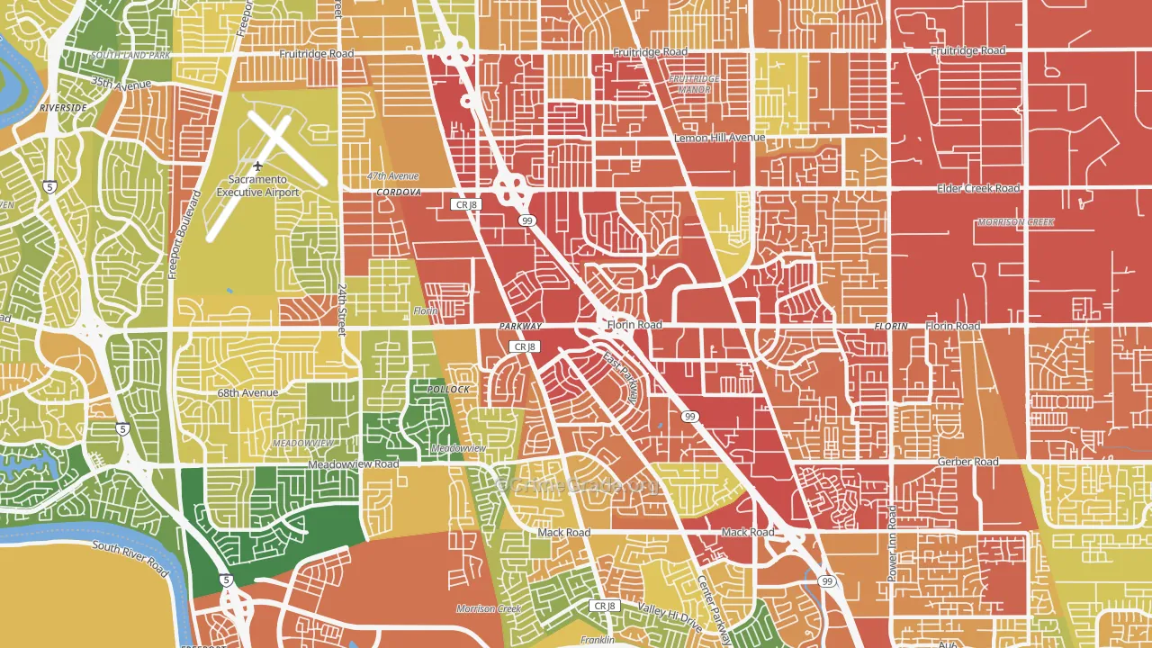 Parkway, CA Map of Assault Rates