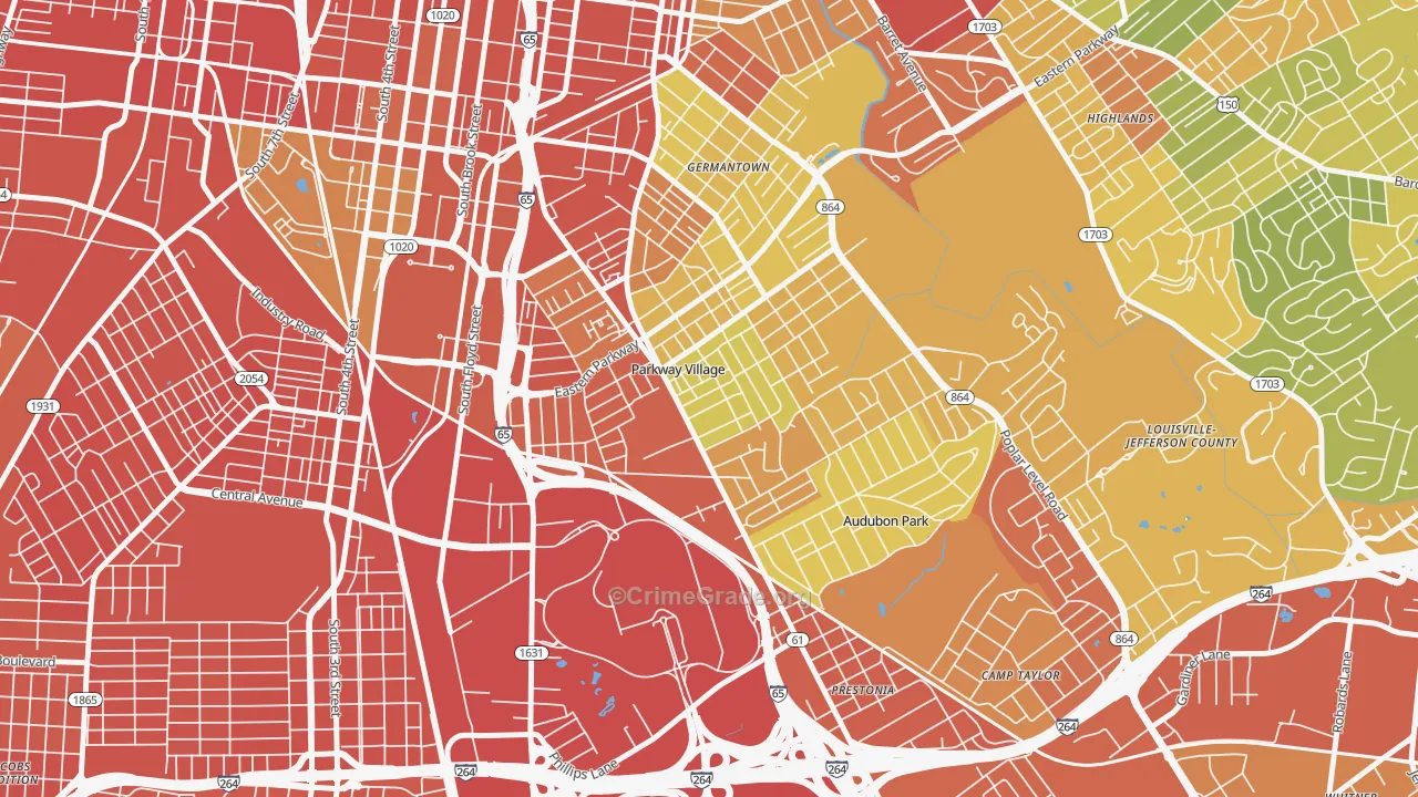 Parkway Village, KY Map of Assault Rates