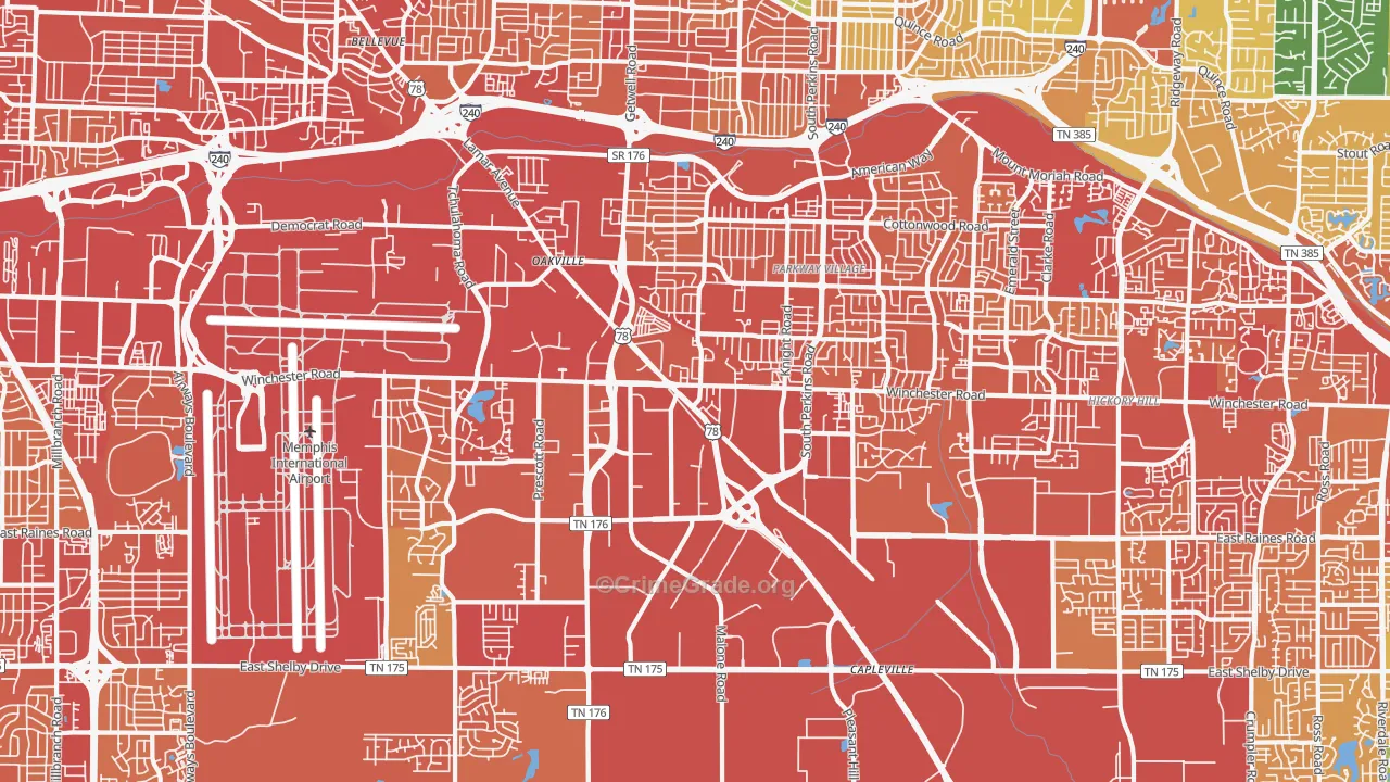 Parkway Village-Oakhaven, Memphis, TN Map of Assault Rates