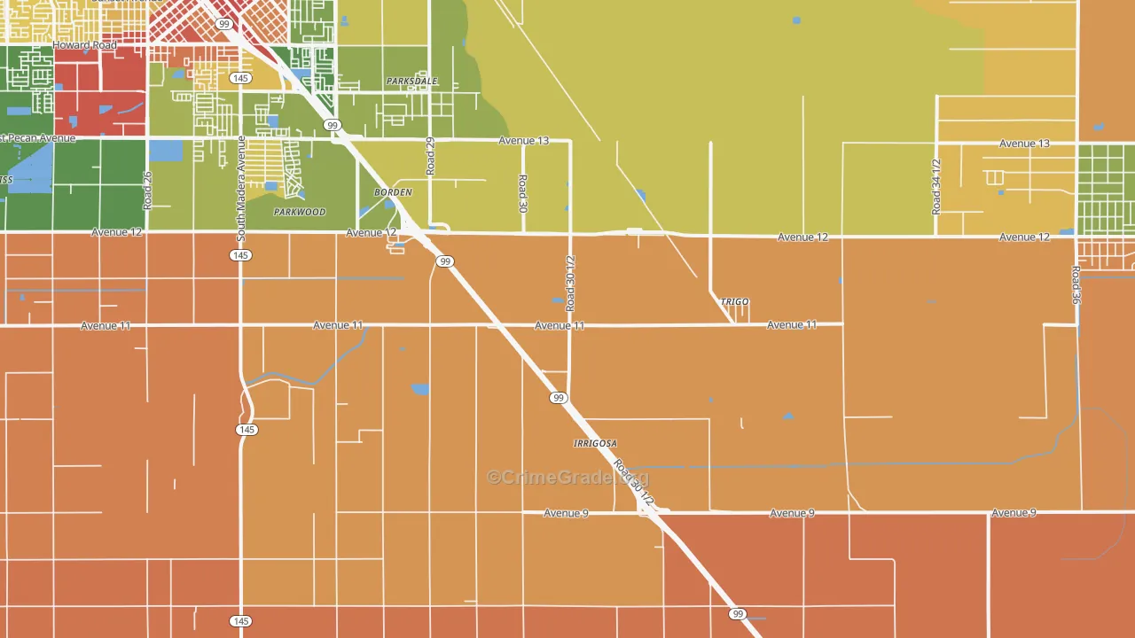 Parkwood, CA Map of Assault Rates