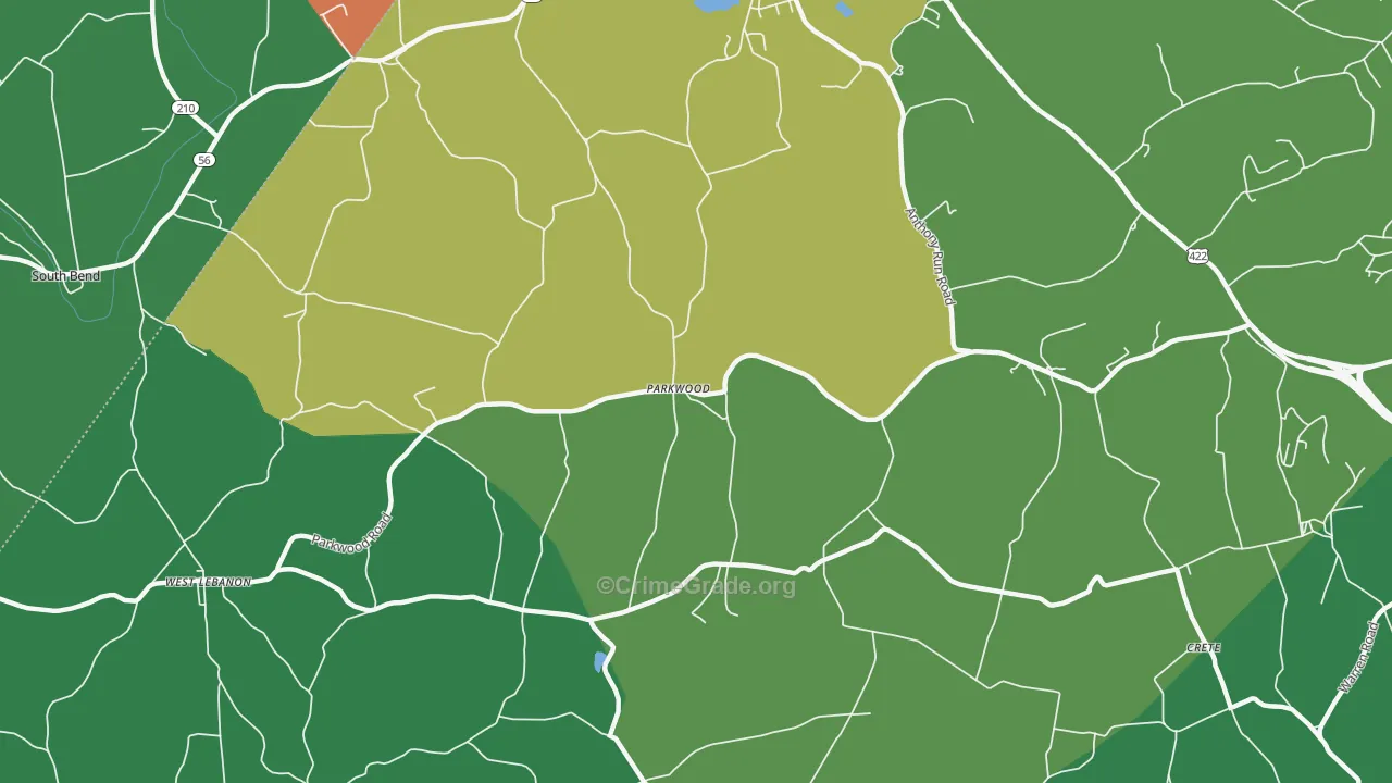 Parkwood, PA Map of Assault Rates
