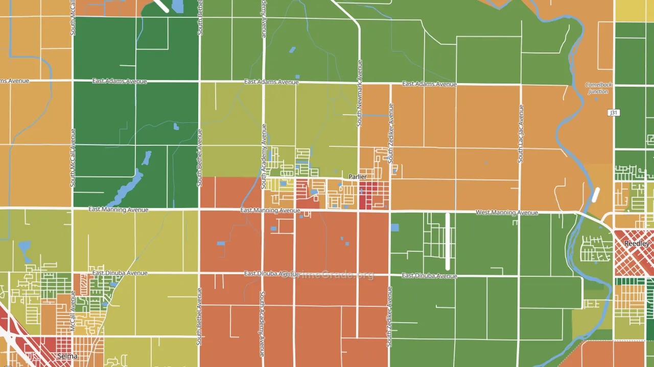 Parlier, CA Map of Assault Rates