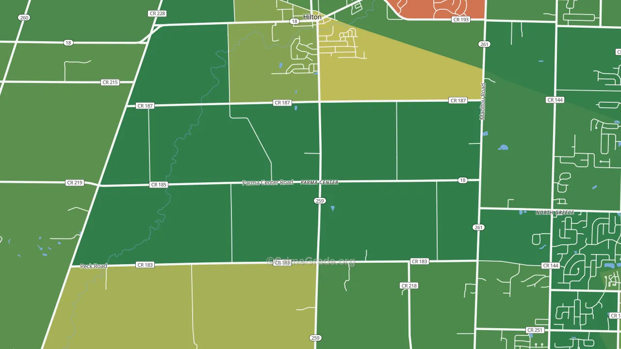 Parma Center, NY Map of Assault Rates
