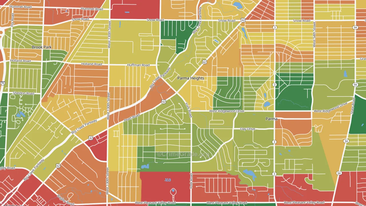 Parma Heights, OH Map of Assault Rates