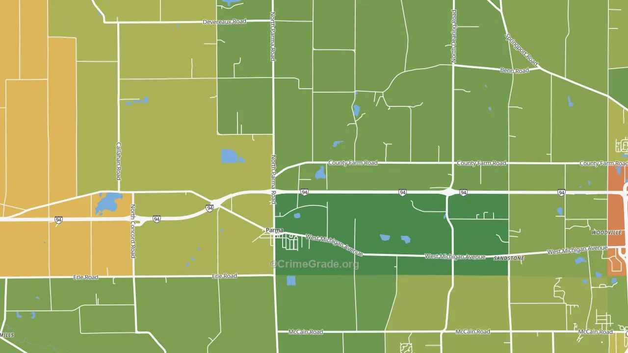 Parma, MI Map of Assault Rates