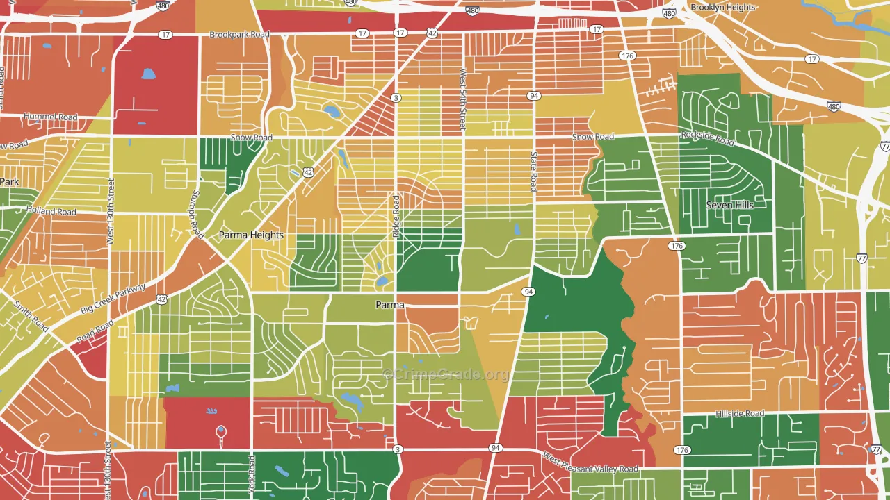 Parma, OH Map of Assault Rates