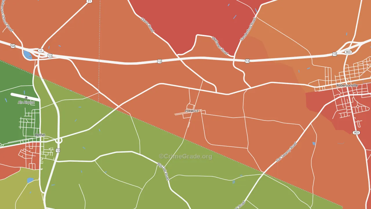 Parmele, NC Map of Assault Rates