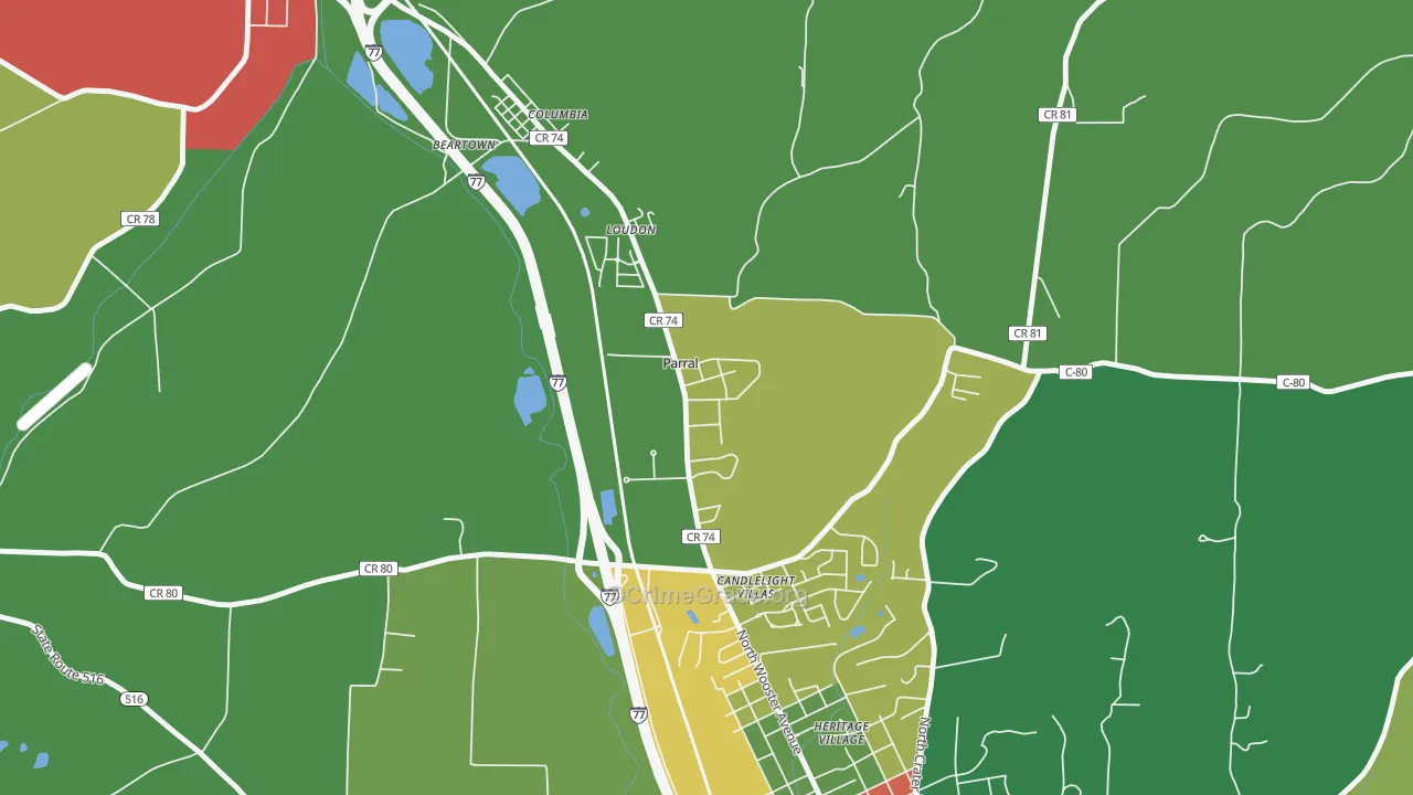Parral, OH Map of Assault Rates