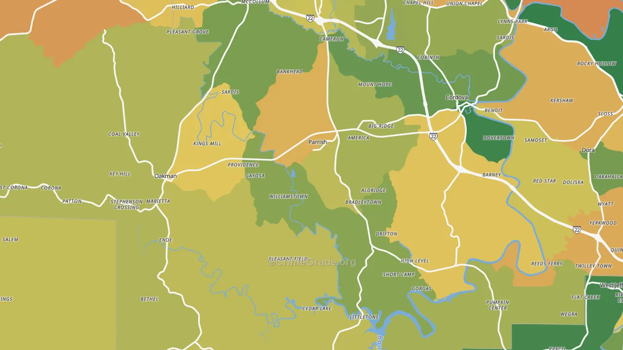Parrish, AL Map of Assault Rates