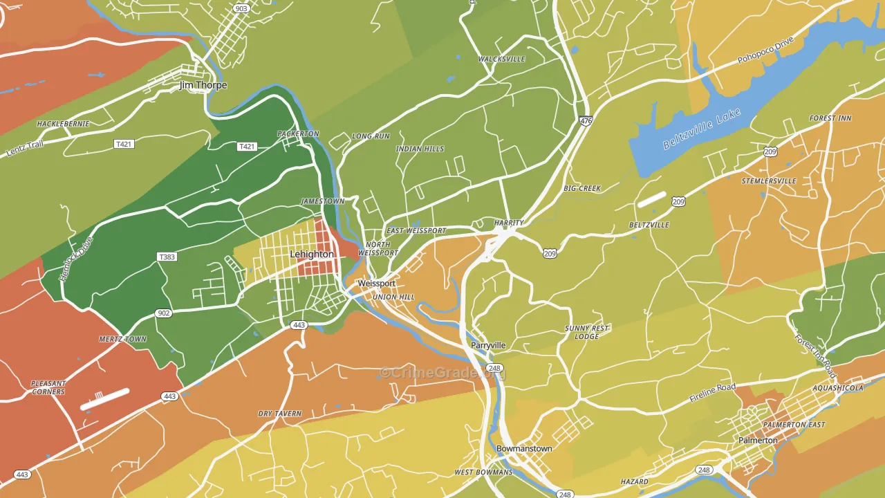 Parryville, PA Map of Assault Rates