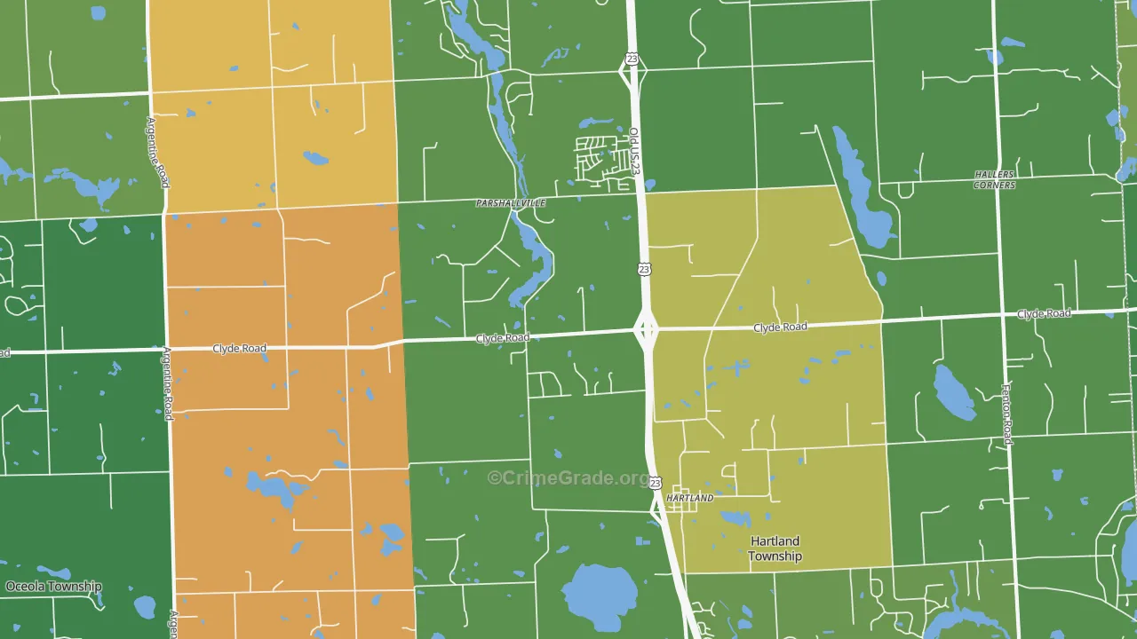 Parshallville, MI Map of Assault Rates