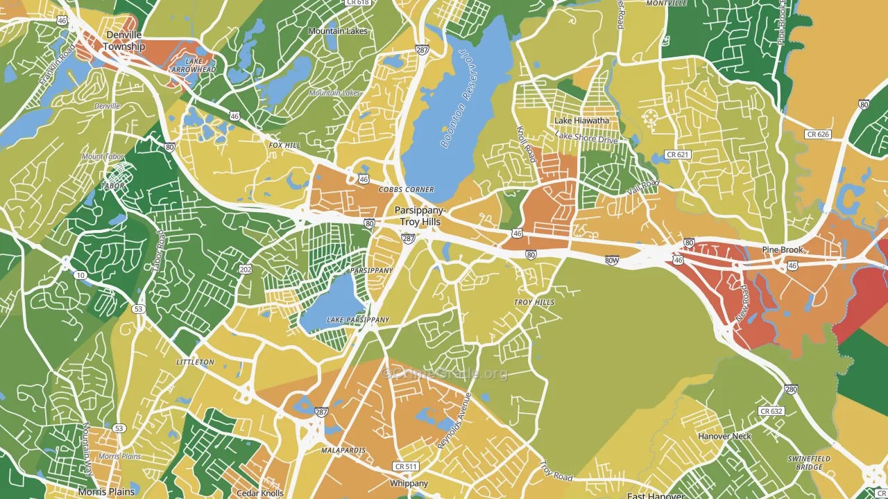 Parsippany, NJ Map of Assault Rates