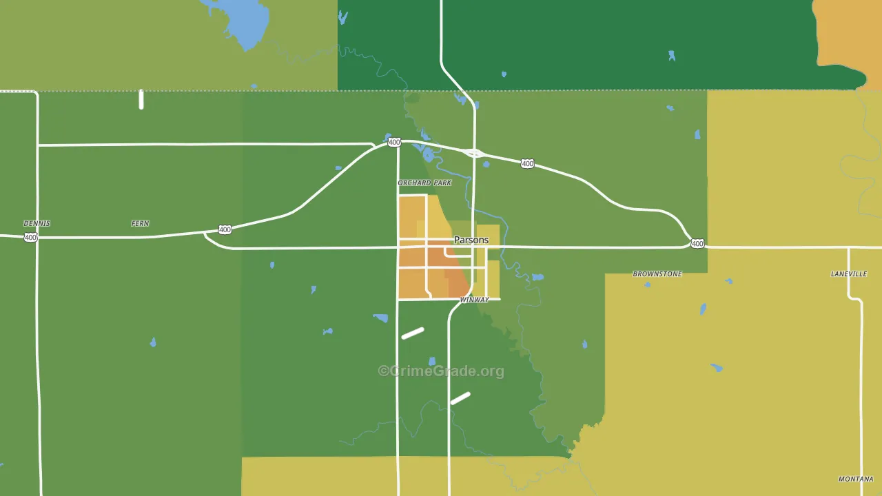 Parsons, KS Map of Assault Rates