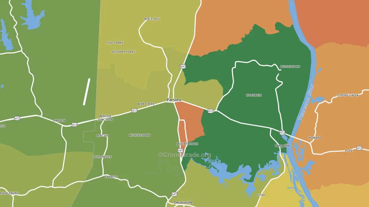 Parsons, TN Map of Assault Rates